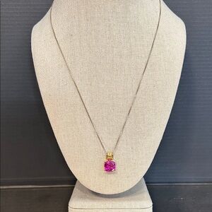 Ross Simons Pink Sapphire Pendant Necklace 925 Gold